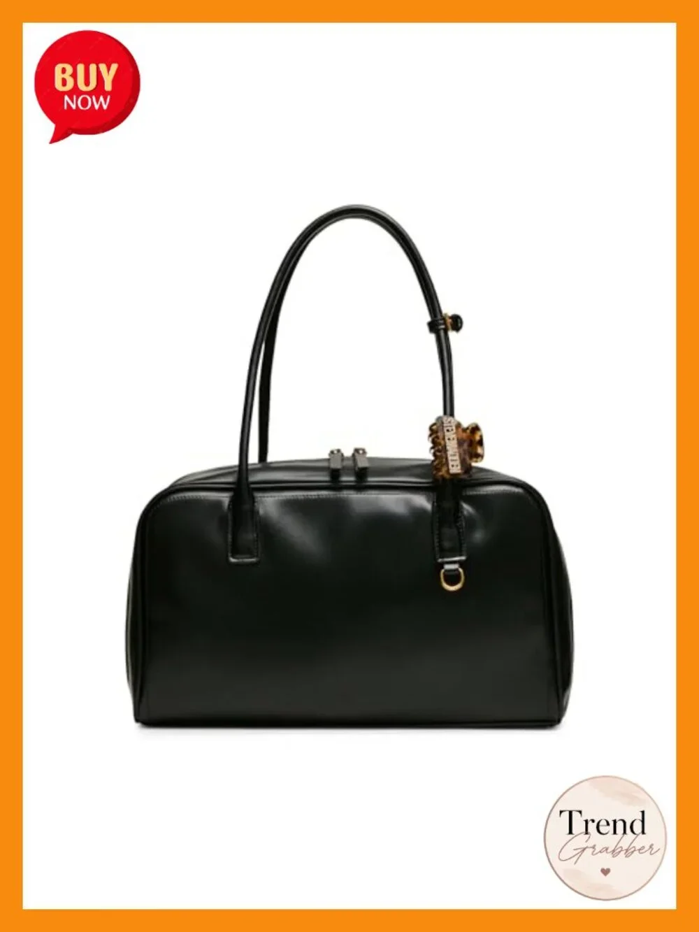 Faux Leather Satchel with Zipper Closure and Interior Pockets